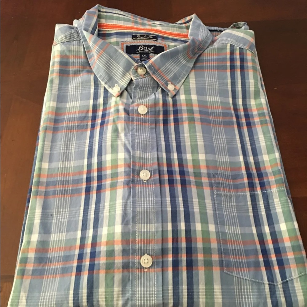Bass Relaxed Fit Button Down Long-Sleeve Plaid XXL